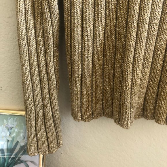 80s Jones New York metallic gold pullover sweater - Picture 4 of 5